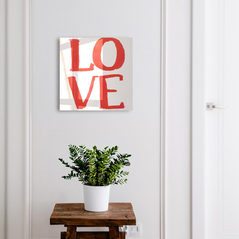Decorative key box for wall, Opens to the right, 30x30x5, Black, Red LOVE lettering on a white background, 