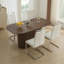 63" Modern Large Dining Table With Vertical Striped Base, Rectangle Kitchen Dinner Table For Dining Room-441881062
