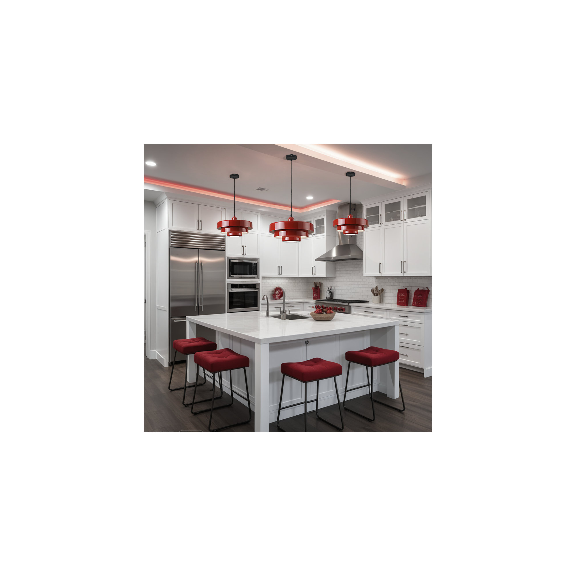 Epone 0 Light Iron Pendant, Red