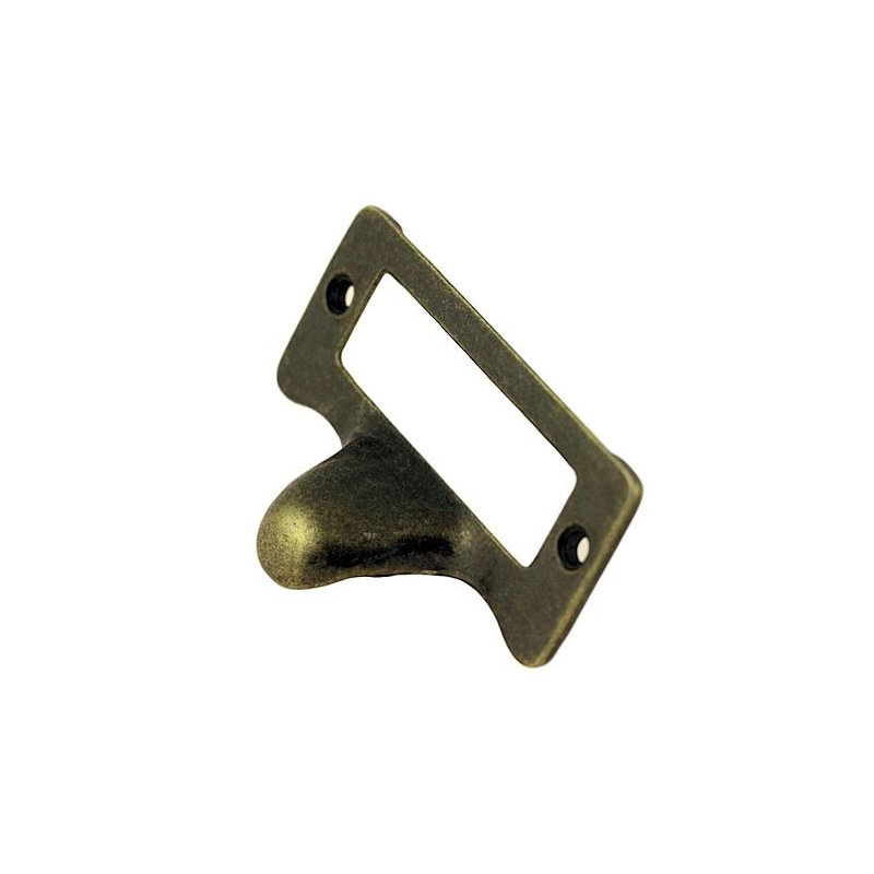 File Label Holder w/ Finger Pull, Antique Brass
