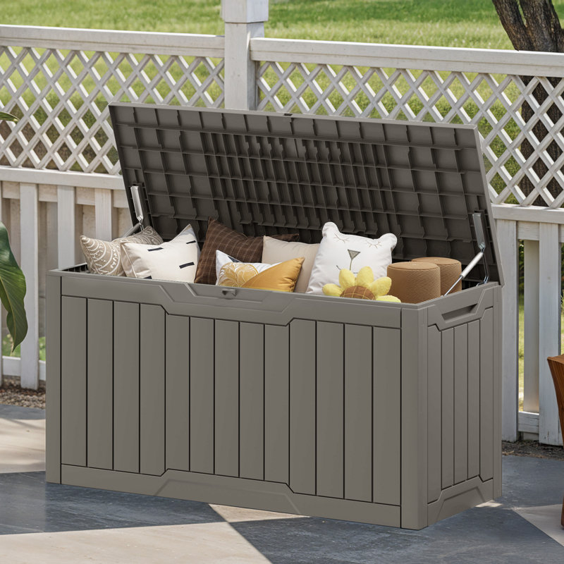 Boîte de rangement extérieure 80 gallons avec siège de banc verrouillable et résistante aux intempéries