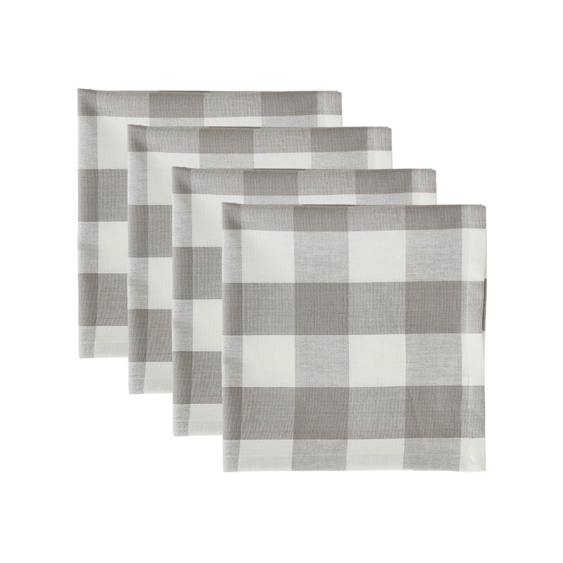 Ensemble de 4 serviettes à carreaux, Gris