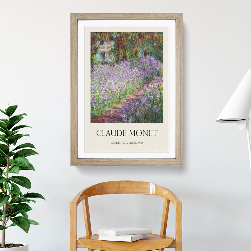 Irises in Monets Garden by Claude Monet - Picture Frame Art Prints, Oak Framed, 36cm H x 27cm W x 2cm D