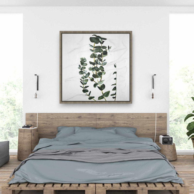 Tiges d'eucalyptus - Toile encadrée verte minimaliste