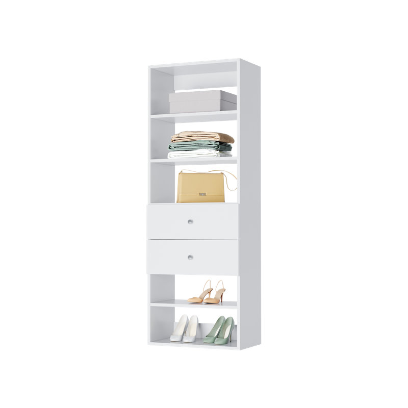 Modular Closets 2 Drawer Shelf Tower for Walk-in Closet System, 71.25" H x 19.5" W x 14" D