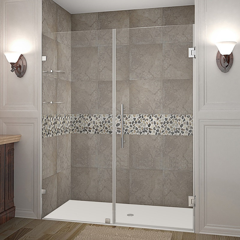 Porte de douche à charnière sans cadre de H 72 po nautis GS, Chrome