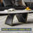 51.18" Modern Oval Coffee Table, Glossy Sintered Stone Table top, N-Shaped Carbon Steel Leg