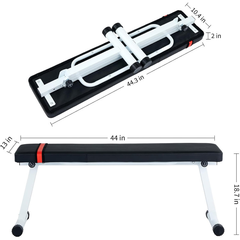 Flat Bench Foldable, 440lb Capacity, Stable Weight Bench for Strength Training & Press Exercises