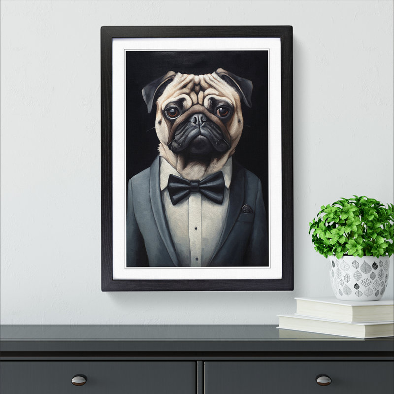 Pug Contemporary - Framed Print, Black , 46cm H x 34cm W x 2cm D