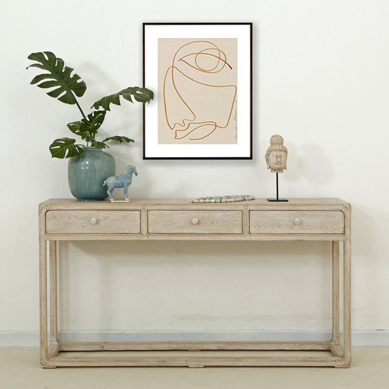 Console en bois massif 63 po Oluwatobiloba, Blanc délavé