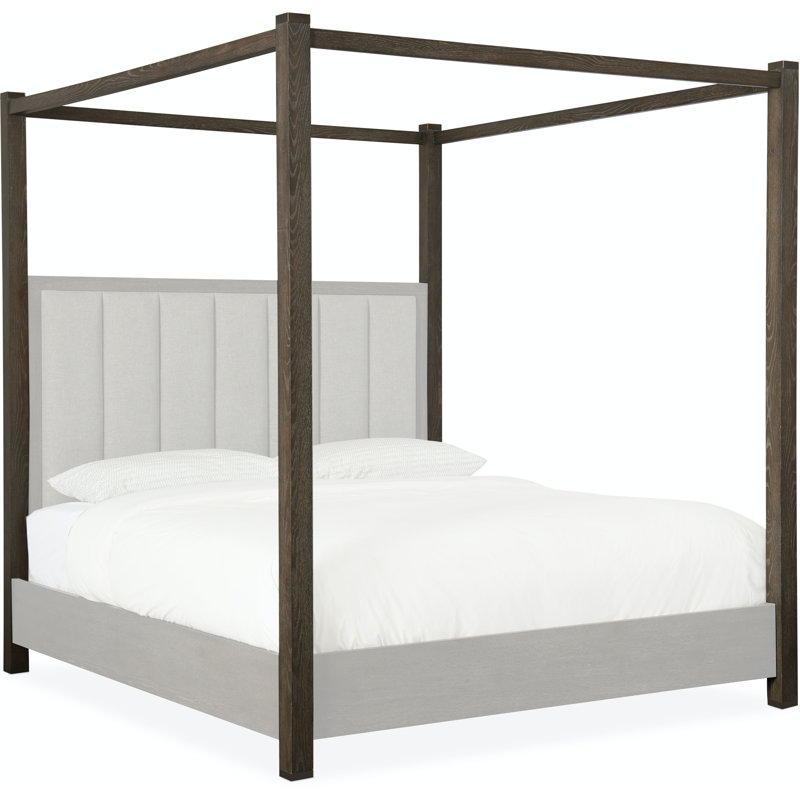 Miramar Tufted Upholstered Low Profile Canopy Bed, Queen