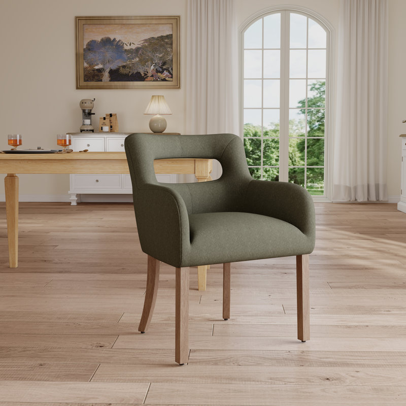 Chaise de salle à manger rembourrée avec accoudoirs, Vert