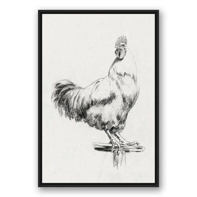 « campagne coq sketch », reproduction d’art sur toile