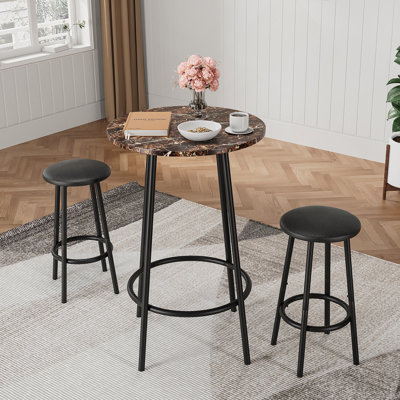 Élégant ensemble de table de bar 3 pièces avec tabourets de bar confortables, idéal pour les petits espaces et une utilisation multi-scénario, avec une fabrication solide et un assemblage facile