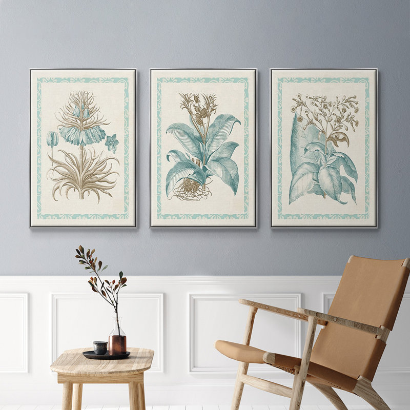 Willow Blue Besler I, ensemble de 3 toiles encadrées, H 27 po x l 54 po, Argent