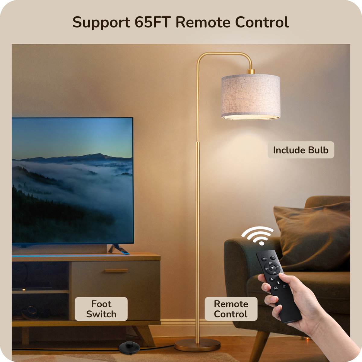 Modern Arc Floor Lamp for Living Room | Dimmable LED Lighting view 6