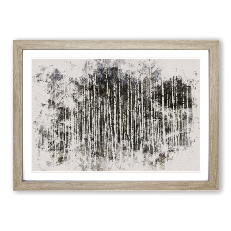 Birch Tree Forest Vol.2 - Picture Frame Graphic Art, 48cm H x 65cm W x 2cm D, Oak