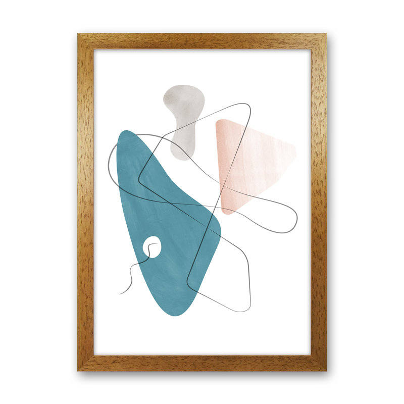 Abstraction With Grey Lines XIII - Print, 34cm H x 25cm W x 3cm D, Brown Framed