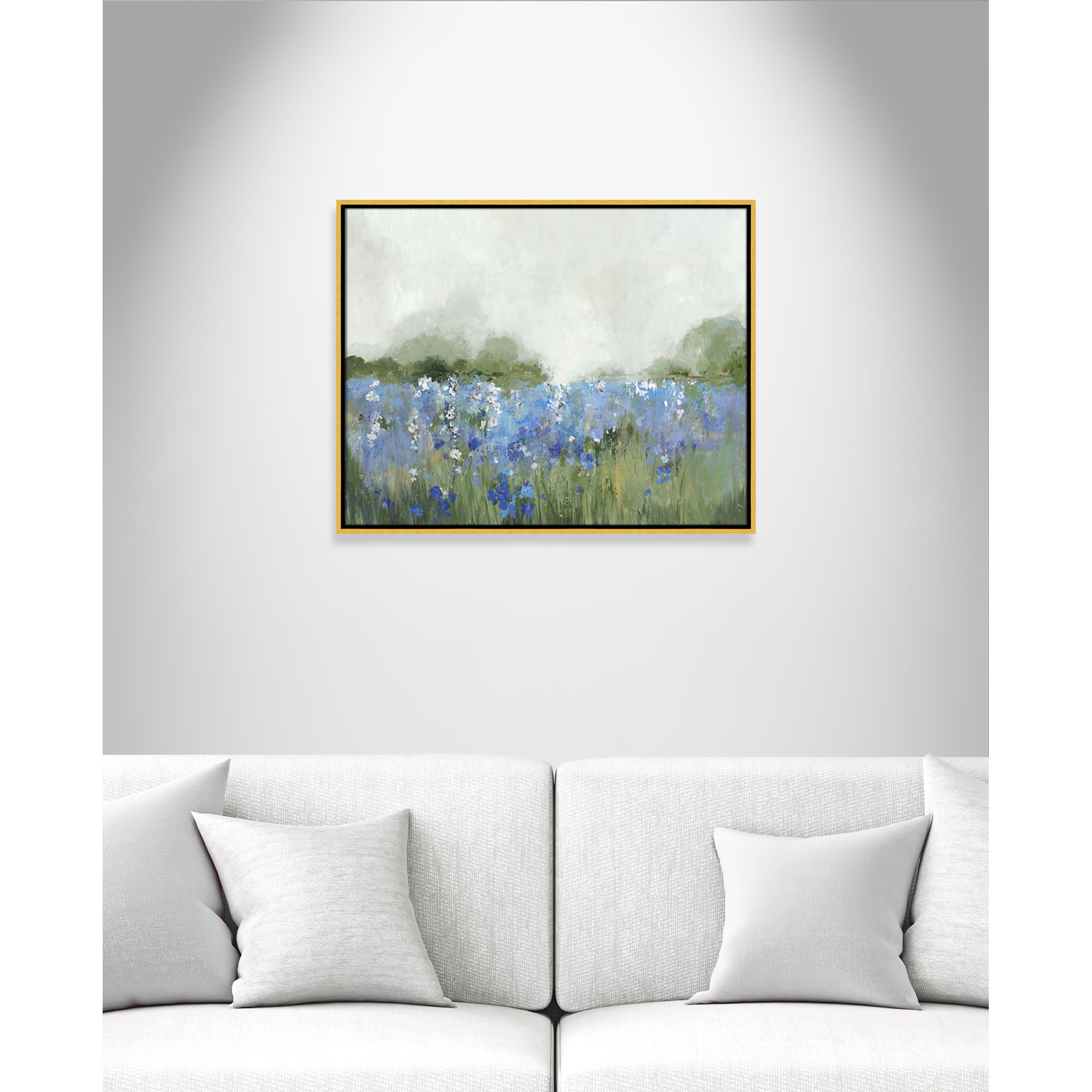 Meadows Bluebells Field by Allison Pearce, 23.5" H x 29.5" W x 2" D, Gold Framed