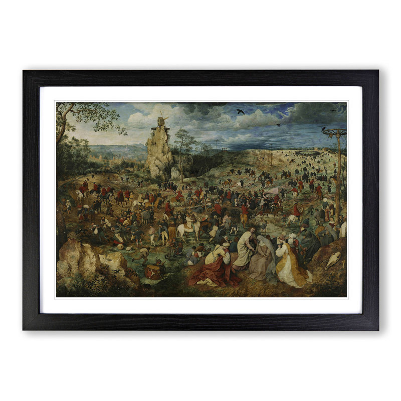 Christ Carrying the Cross by Pieter Bruegel the Elder - Picture Frame Painting, Black Framed, 27cm H x 36cm W x 2cm D
