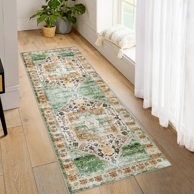 Machine Washable Rug Oriental Area Rugs for Living Room Ultra Soft Non-Slip Rug for Bedroom Foldable Rug for Playroom Office Kitchen