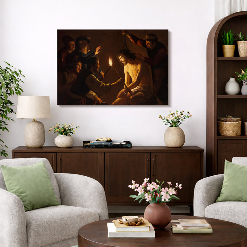 «Christ Crowned with Thorns», œuvre d'art baroque, images de salle d'étude, impression sur toile encadrée et giclée sur toile.
