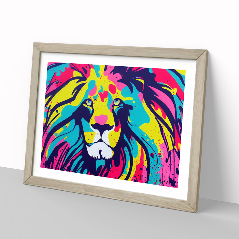Splashed Lion Vol.4 Abstract - Framed Print, 25cm H x 34cm W x 2cm D, Oak