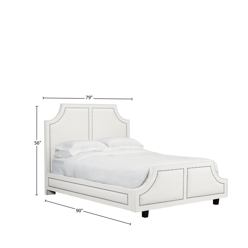 Lit plateforme en tissu d’ameublement Stoller, Cuir - Blanc, Très grand