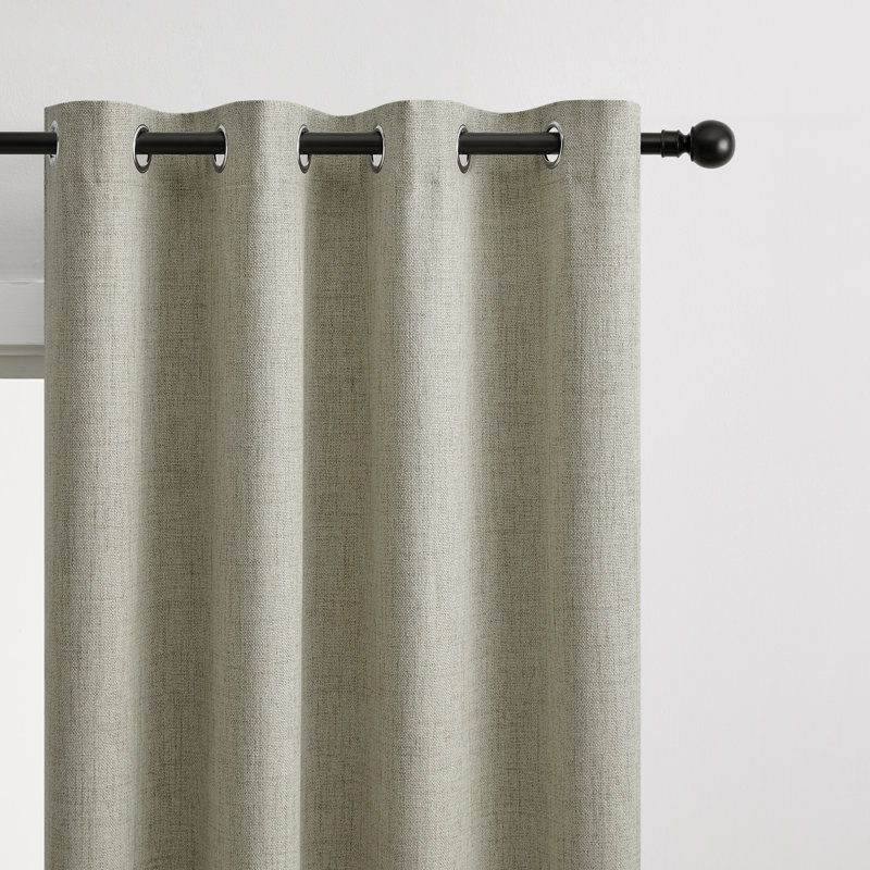 Leming 100% Polyester Burlap Blackout Curtains for Bedroom Grommets Curtains 2 Panels Set, 52" W x 63" L, Cappuccino