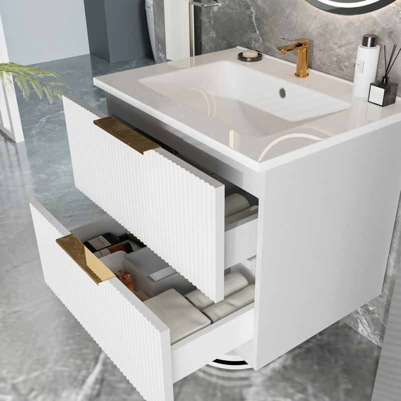 Bathroom Cabinet With Two Storage Drawers, White