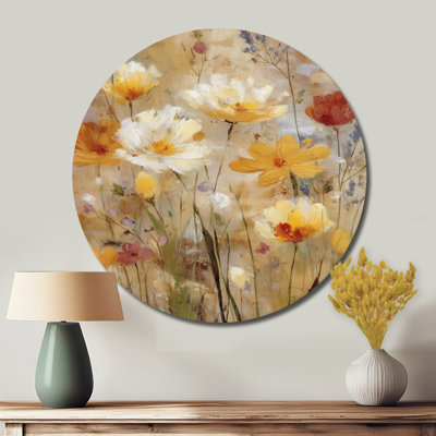 Autumn Wildflower Fields - Wildflowers Metal Wall Decor Round