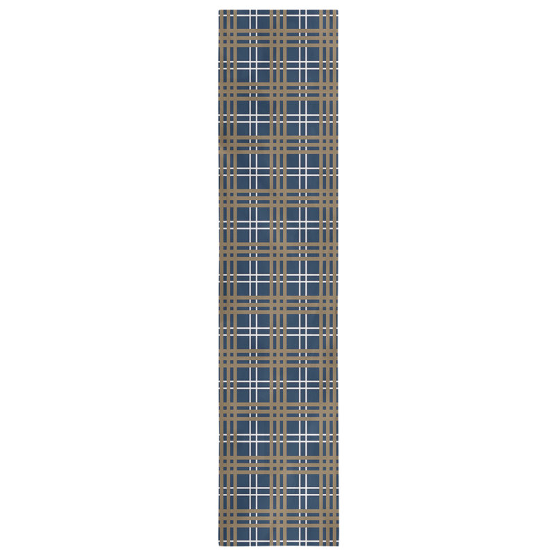 Paid Polyester Table Runner, 72" L x 16" W, Millennium Blue/White/New Century GoldRoyal Blue/W