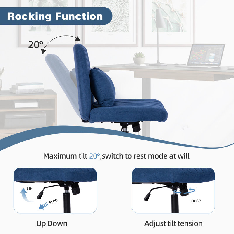 Fauteuil de bureau Linen Criss Cross, Lin, Bleu
