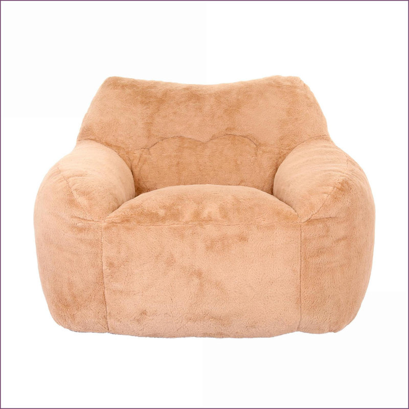 Grand fauteuil à billes avec accoudoirs - Canapé paresseux en mousse haute densité pour adultes | Fausse fourrure | Profondeur de l'assise: 47,3