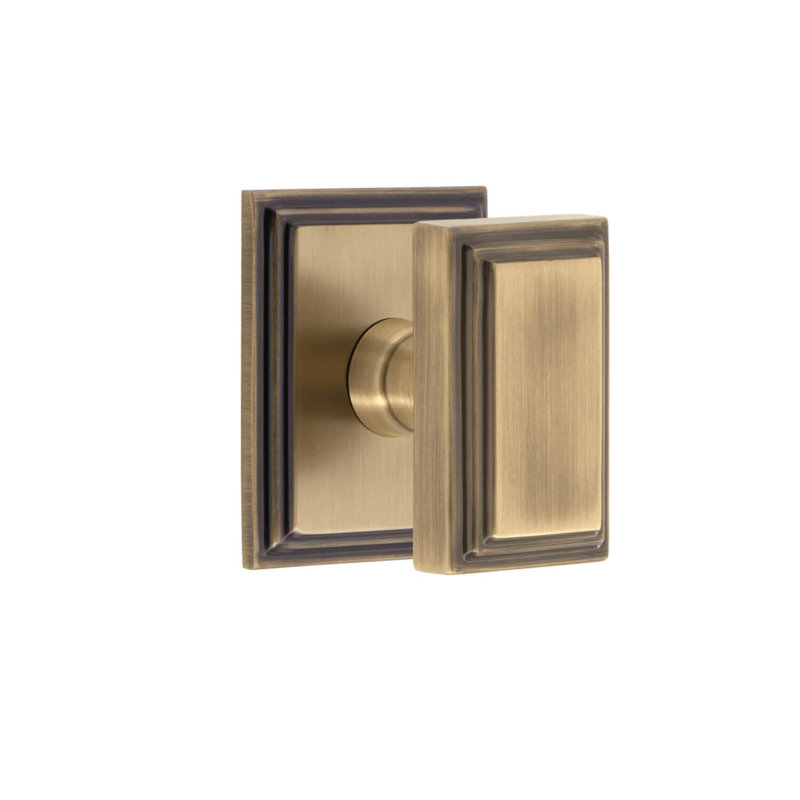 Grandeur Carré Square Rosette Single Dummy with Carré Knob, Vintage Brass