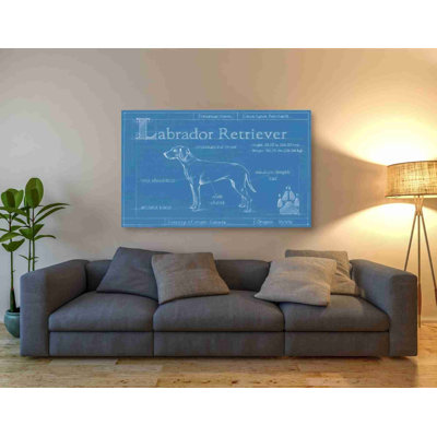 Art mural sur toile Trinx «Blueprint Labrador Retriever» par Ethan Harper