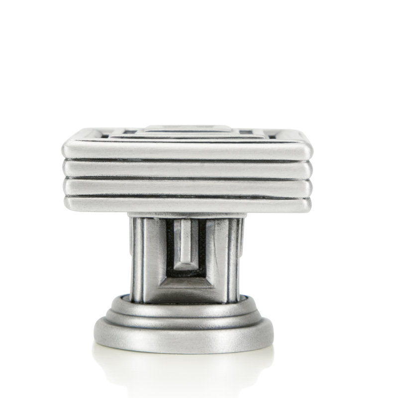INNSBRUCK SQUARE KNOB ANTIQUE NICKEL FINISH, Silver, 1 1/3"