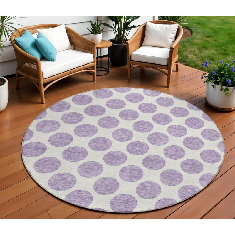 Tapis rond lavable à pois 8 po