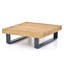 Table basse d'extérieur carrée en teck de qualité A de 39 po avec base de style traîneau industriel moderne Perina - résistante aux intempéries