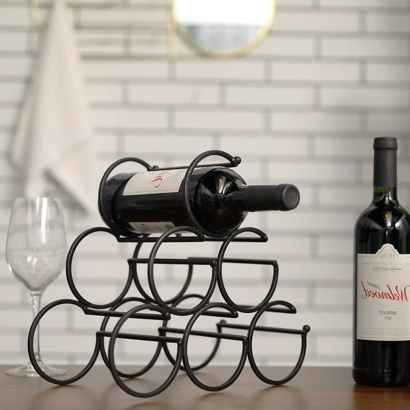 Bowlan 6 Bottle Tabletop Wine Bottle Rack in Black