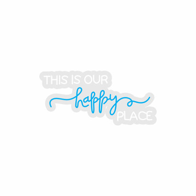  | This is Our Happy Place, enseigne au néon | Fabriqué avec un tube néon incassable durable qui émet un éclairage lumineux et uniforme pendant plus de 50 000 heures sans gradation ni scintillement | 30 x 14 | Blanc et bleu vif