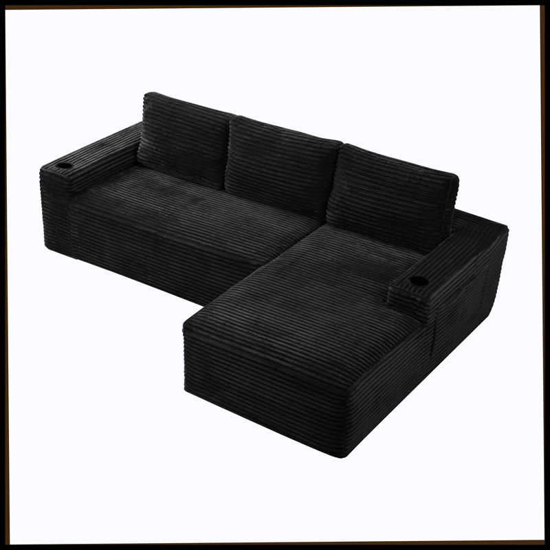 Canapé modulaire 104 po Cloud, Noir, Face à la droite