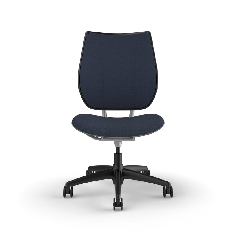 Liberty Ergonomic Task Chair With Upholstered Back, Armless, Slate Blue - 0751, Silver with Black Trim