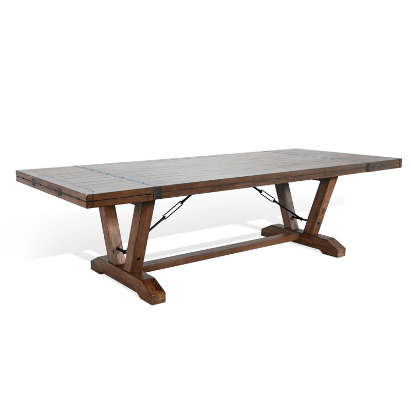 Table de salle à manger en bois d'acajou massif Ameet, Brun