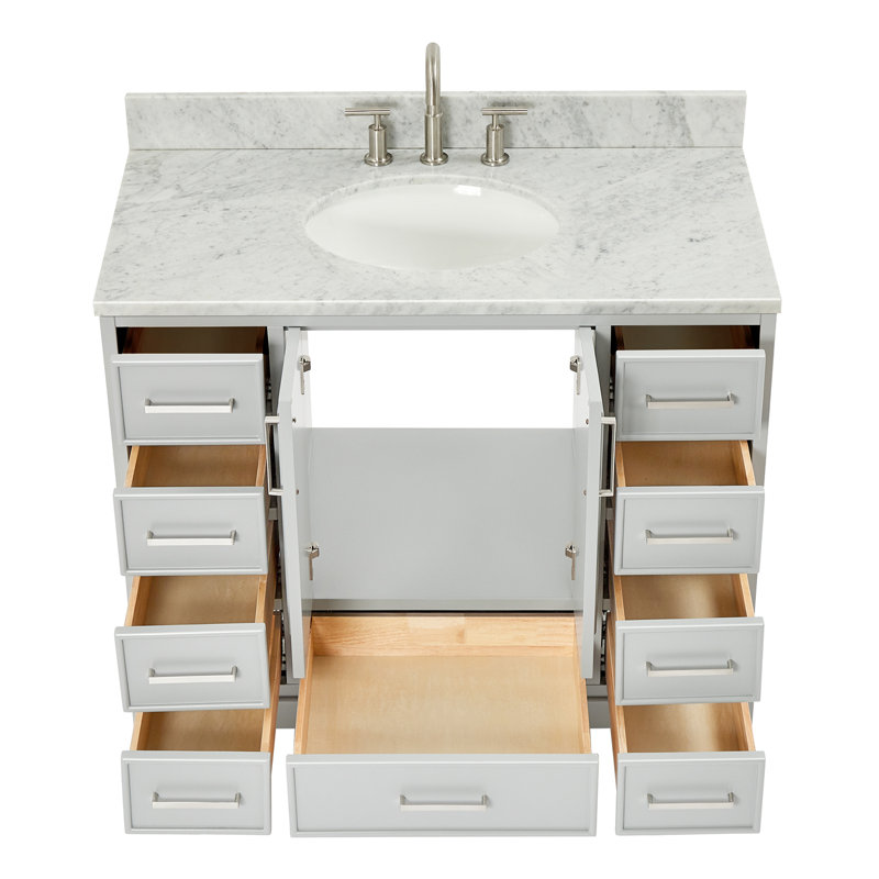 Ensemble de meuble-lavabo simple 43 po avec plateau Abita, Gris