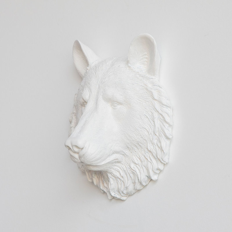 Décoration murale fausse tête d'ours miniature, Blanc