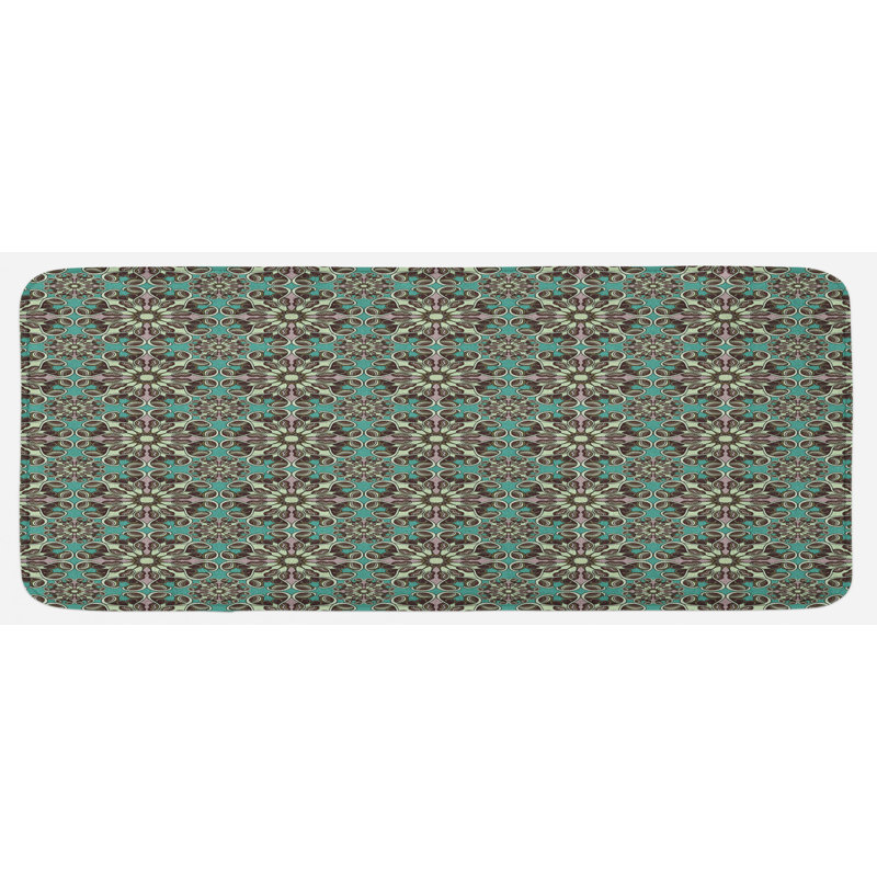 Traditional Floral Synthetic Kitchen Mat
