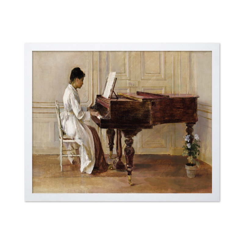 Theodore Robinson - Au piano, Poster, 24"H x 32"W, White Framed