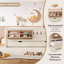 Lit simple avec bibliothèque intégrée, escalier, rails de sécurité et lit gigogne pour enfants, beige-1730264300-1730264302
