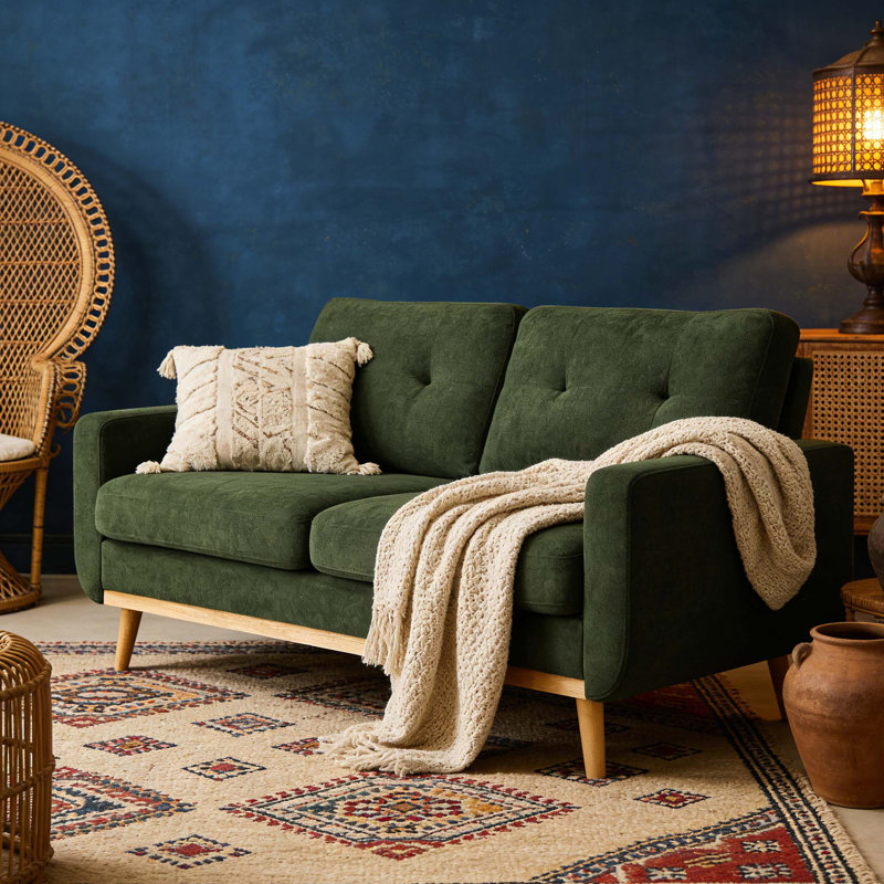 Causeuse 67 po Mid-Century Modern, Vert